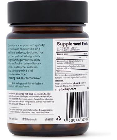 Goodnight Supplement for Relaxing & Restful Sleep Support - Vegan Magnesium Capsules (60 count) - Buy Online on GoSupps.com