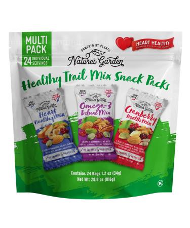 Nature's Garden Healthy Trail Mix Snack Packs  Mixed Nuts, Heart Healthy Nuts, Omega-3 Rich, Cranberries, Pumpkin Seeds, Perfect For The Entire Family  28.8 Oz Bag (24 Individual Servings) Healthy Trail Mix 1.2 Ounce (Pa