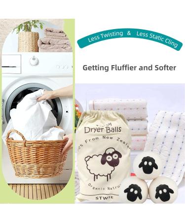 Wool Dryer Balls - 6Pack- Reusable Natural Fabric Softener dryer balls Boules De S chage Large Felted Wool Laundry Balls to Save Drying Time and Reduce Wrinkles By Stwie 7 Count (Pack of 1) - Buy Online on GoSupps.com