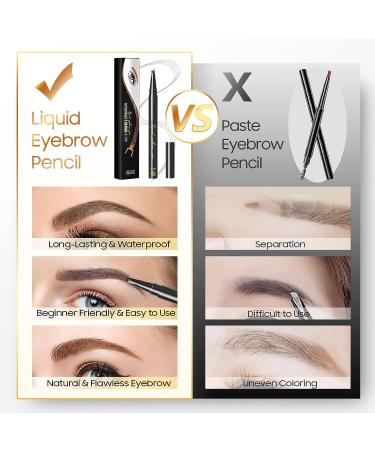 Microblading Waterproof Eyebrow Pen - Long-Lasting Liquid Brow Pencil for Natural Eye Makeup | Smudgeproof & All Day Stay (Light Brown) - Buy Online on GoSupps.com