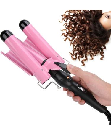 3 Barrel Curling Iron Wand Adjustable Hair Crimpers Hair Styling Tool Hair Curler Waver Crimper for Home and Salon 110V 240V (Pink 32mm) US Plug Pink 32mm - Buy Online on GoSupps.com
