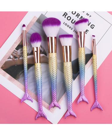 6-Piece Mermaid Makeup Brush Set | Portable Beauty Tools for Girls | Cosmetic Brushes for Women - Buy Online on GoSupps.com