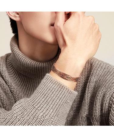 VicMAG Copper Magnet Hardship Bracelet for Men - Arthritis Pain Relief - Adjustable Pure Copper Cuff with Celtic Knot Gift Box - Buy Online on GoSupps.com