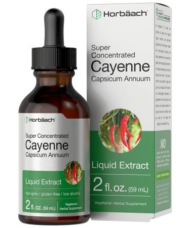 Cayenne Pepper Liquid Extract | 2 fl oz | Low Alcohol Supplement | Vegetarian, Non-GMO, Gluten Free | by Horbaach