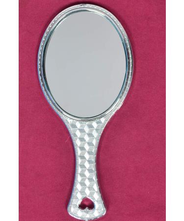 Garden Of Arts Silver Handheld Salon Barbers Hairdressers Oval Mirror with Grip Handle