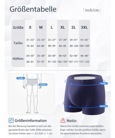 Buy 3 Piece Men's Incontinence Pants | Washable Absorbent Boxers Shorts | XXL Cotton Underwear for Urine Protection - Blue - Buy Online on GoSupps.com