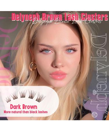 Buy Natural Brown Lash Clusters - Wispy Premade Eyelash Extensions | C Curl 10-15mm DIY for Beginners | Delyneph - Buy Online on GoSupps.com
