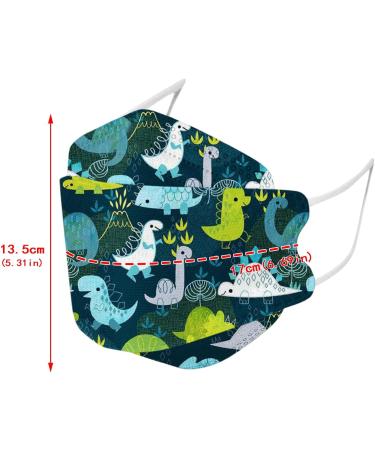 50 Pack Dinosaur Print Children's 3-Layer Disposable Face Masks - WEXCV Breathable Bandana Fabric - Buy Online on GoSupps.com
