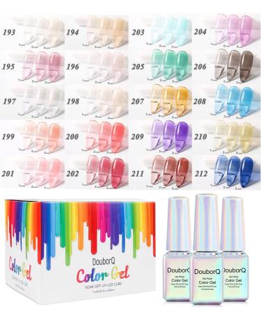 DouborQ 20 Colors Jelly Gel Nail Polish Set - Nude Pink, Transparent, Purple, Blue, Black - UV LED Soak Off Gel Nail Polish Set - Buy Online on GoSupps.com