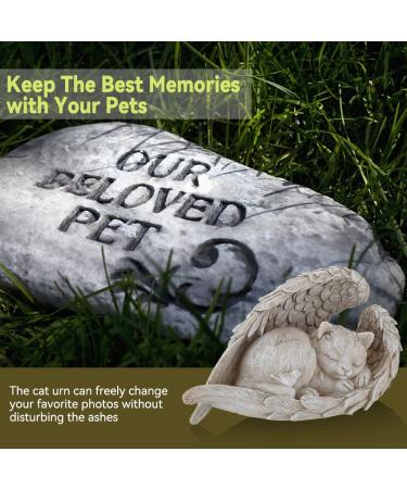 NEWDREAM Pet Memorial Statue - Indoor Angel Decorations for Dogs and Cats - Angel Wing Figurine Pet Grave Marker in Light Grey - Buy Online on GoSupps.com