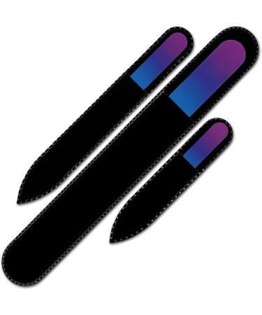 Nail Files - Mont Bleu Gift Set of 3 Crystal Nail Files in Pouch - Rainbow Colors - Genuine Czech Tempered Glass - Gifts for her - Best Glass Nail Files Kit for Natural Nails Magenta Blue - Buy Online on GoSupps.com