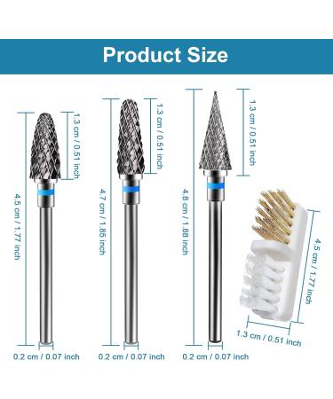 CGBE 3/32 Tungsten Carbide Nail Drill Bits - Medium 3PCS for Gel Acrylic Nails - Home Salon Use - Buy Online on GoSupps.com