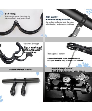 ZXIRANYUN Bicycle Handlebar Extender Rack - Aluminum Alloy Double Clamp Multi-Function Extension for Stopwatch & Lamp Bracket, Black - Buy Online on GoSupps.com