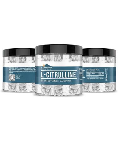 Earthborn Elements L-Citrulline 200 Capsules - Naturally Sourced Lab-Tested No Fillers - International Shipping Available - Buy Online on GoSupps.com