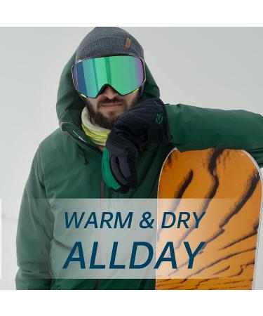 GLAMVILLA Waterproof Ski Winter Gloves - Touchscreen & Zipper - Large Gray - Buy Online on GoSupps.com