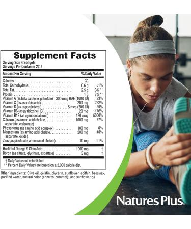 NaturesPlus Bone Power with Boron 1000mg Calcium Softgels - Joint Support Supplement for Maximum Absorption - Gluten-Free - 90ct - Buy Online on GoSupps.com