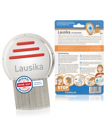 Lausika metal lice comb for easy cleaning Nit comb-lice comb red with closely spaced rounded teeth (0.12mm)