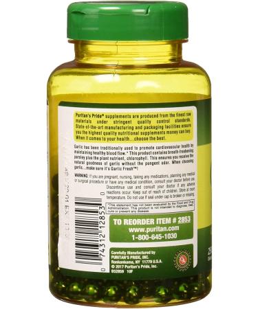 Puritan's Pride Odorless Garlic & Parsley 500mg/100mg 250ct - Immune Support Supplement - Buy Online on GoSupps.com