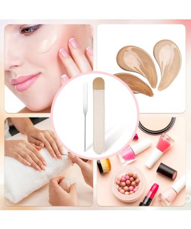 Tceapoo Stainless Steel Makeup Spatula with Leather Case - Professional Reusable Facial Mixing Stick & Manicure Tool Set - Buy Online on GoSupps.com