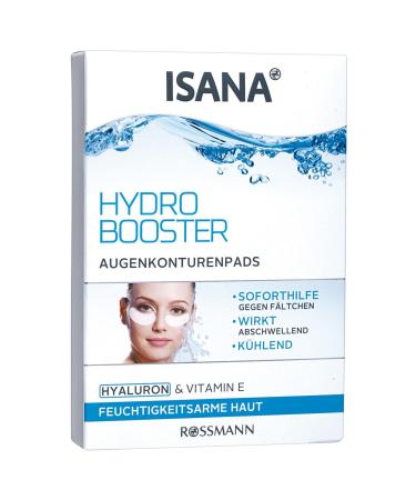 Isana hydro booster eye contour pads - 1 x 12 pads for low -moisture skin with hyaluron & vitamin E immediate help against wrinkles has a decongestant & cooling effect