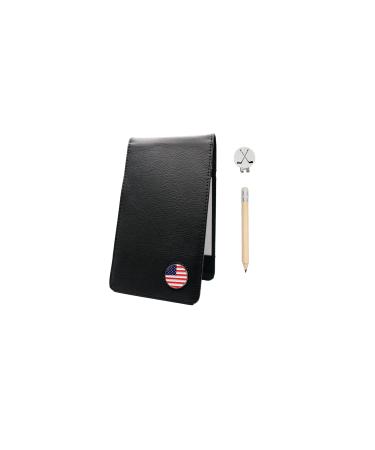Golf Scorecard Holder with Magnetic Golf Ball Marker Hat Clip Holder and Extra Golf Ball Markers, PDF File to Print Golf Scorecard and Golf Yardage Book, Perfect Golf Notebook Back Pocket Fit