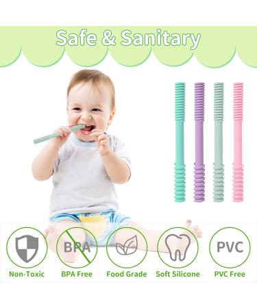 Soft BPA-Free Baby Teething Tubes - 4 Piece Dental Aid for Gums Relief | Natural Stork Baby Bite Tube - Buy Online on GoSupps.com