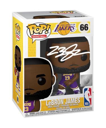 LeBron James #66 Facsimile Signed Reprint Laser Autographed Funko POP! Basketball NBA: Los Angeles Lakers Figurine with Protector Case