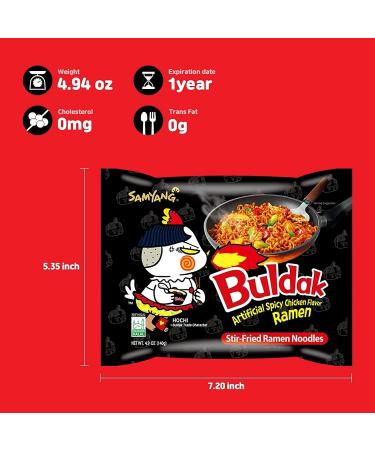 Samyang Buldak Ramen Korean Hot Spicy Chicken Stir-Fried Ramyun Noodles 140g Vmart (Pack of 40) - Buy Online on GoSupps.com