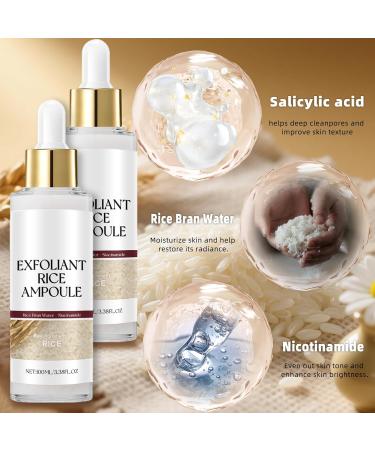 Exfoliant Rice Ampoule White Rice Peeling Glow Ampoule Dead Skin Remover for Face Rice Exfoliator for Face with Hydration Peel Shot Glow Rice Ampoule Duo for Smooth Radiant Skin 2PCS - Buy Online on GoSupps.com