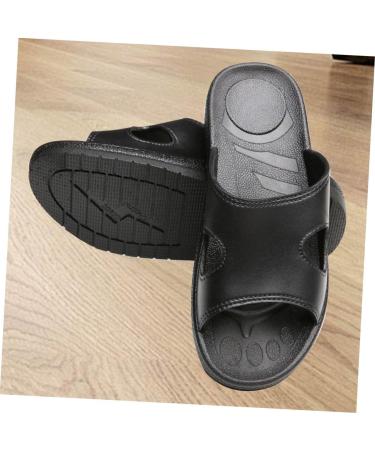 Veemoon Black Leather Slides - Anti-static Couple Slippers and Work Shoes - Buy Online on GoSupps.com
