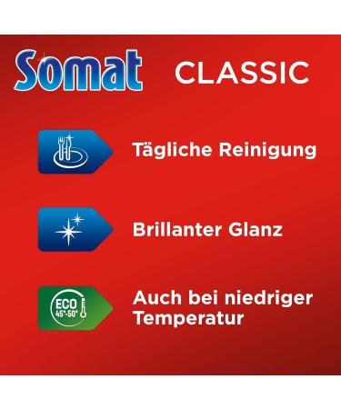 Somat Classic Dishwasher Tabs - 135 Tabs for Powerful Cleaning & Rinsing - Bright Dishes Even at Low Temperatures | International Shipping Available - Buy Online on GoSupps.com