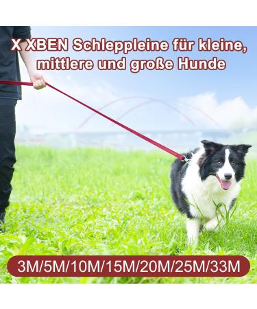 X Xben 15m Dog Tow Line - Robust Leash with Reflective Training Features Lockable Carabiner for Medium & Large Dogs - Comfort Hand Loop 2cm Wide Red - Buy Online on GoSupps.com