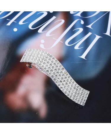 Allereya Crystal Hair Clip Barrette CZ Rhinestone Hair Barrette Clip Silver Shiny Wedding Headpieces Crystal French Head Clip Decorative Headwear Bride Hair Accessories for Women and Girls (Silver) - Buy Online on GoSupps.com
