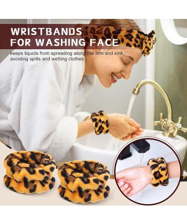 Tigeen 3 Pcs Spa Headband Wrist Washband Set - Cute and Soft Elastic Bow Skincare Makeup Headband and Wristbands for Women and Girls - Buy Online on GoSupps.com