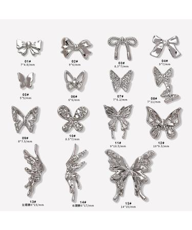 10Pieces Butterfly 3D Alloy Butterfly Silver Butterfly Rhinestones For Acrylic Nails - Buy Online on GoSupps.com