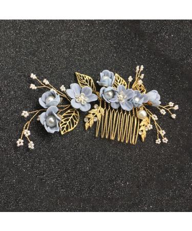 FOMIYES Bride Wedding Hair Accessories Pearl Flower Hair Comb Rhinestone Bridal Hair Piece Wedding Headpiece for Women and Girls Blue - Buy Online on GoSupps.com