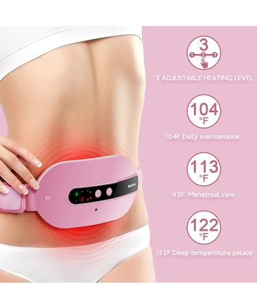 Menstrual Heating Pad - Back Pain Relief with Heat & Massage Modes - Portable Electric Belly Wrap for Women and Girls in Pink - Buy Online on GoSupps.com
