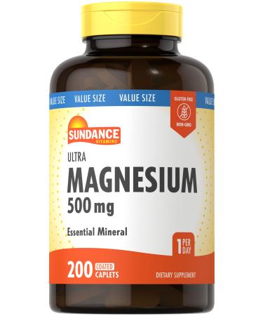 Magnesium 500mg | 200 Caplets | Essential Mineral Supplement | Vegetarian Non-GMO and Gluten Free Formula | by Sundance