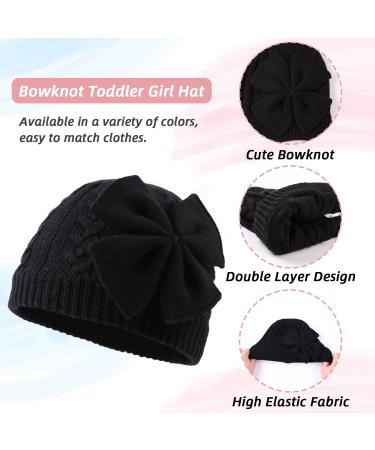 XIAOHAWANG Baby Girl Winter Hat | Cute Bow Knitted Beanie for Infant Toddler Girls (0-6 Months) - Black - Buy Online on GoSupps.com
