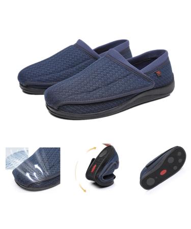 Extra Wide Diabetic Shoes Slip-on Shoes for Swollen Feet Lightweight Breathable Easy On/Off Adjustable Walking Shoes for Elder People (Dark Blue) Men 11 Dark Blue MEN 11