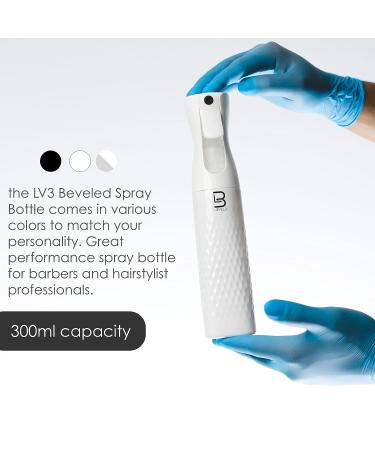 Level 3 Beveled Continuous Spray Barber Bottle - Fine Mist Pattern - 300 ml (White) - Buy Online on GoSupps.com