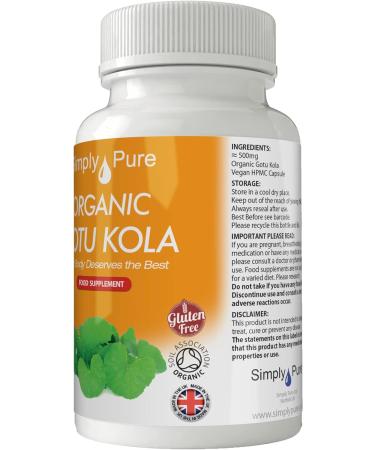 Organic Gotu Kola Capsules x 90 (500mg) - Soil Association Certified, Gluten Free, Vegan - Buy Online on GoSupps.com
