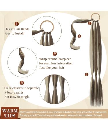 Sofeiyan Long Braid Ponytail Extension with Hair Tie Straight Sleek Wrap Around Hair Extensions Braid Pony Tail Fluffy Natural Soft Synthetic Hairpieces for Women Daily Wear 30 inch-Brown with Golden 30 Inch (Pack of 1) Light Brown with Medium Golden Blon - Buy Online on GoSupps.com