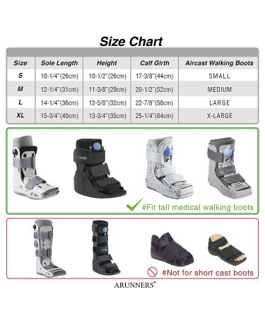 ARUNNERS Walking Boot Cover with Slip-Resistant Rubber Sole - Black Short Medium - Buy Online on GoSupps.com