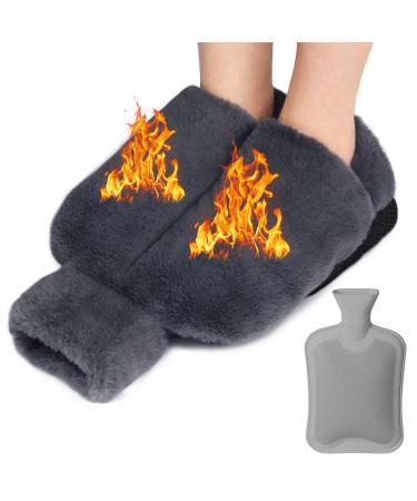 Foot warmer without electricity 2l foot warmers heat bottle feet 2 in 1 foot warmer adults super soft footweat bottle winter foot heating heating mat for the cold feet (gray 38x32cm)