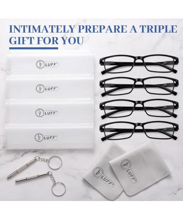 Shop LUFF 4Pcs Anti-Blue Ray Reading Glasses - Portable Ultralight Full Frame Readers 1.0X - Black - Buy Online on GoSupps.com