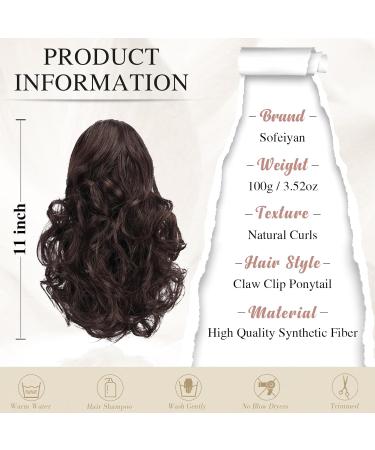 Sofeiyan 28cm Clip-In Ponytail Extension - Curly Wavy Dark Brown & Auburn Synthetic Hair for Women | Perfect for Gyms & Casual Styles - Buy Online on GoSupps.com
