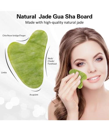 Shop Jade Roller & Gua Sha Tool - 100% Natural Himalayan Stone for Face & Neck | Anti-Aging Facial Massage | International Shipping - Buy Online on GoSupps.com