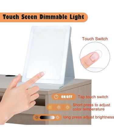 Permodel Travel Makeup Mirror with 60 LED Lights, Dimmable Touch Screen, USB Rechargeable - White - Buy Online on GoSupps.com