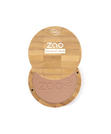 ZAO Compact Powder 305 milk chocolate compact powder in refillable bamboo container